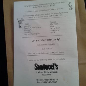 Santucci's Deli - Menu page 4 - Sandwiches Near Me - Silver Spring, Maryland