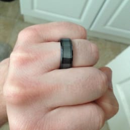 Tungsten Carbide Grey Meteorite Inlay Wedding Band Tungsten Carbide Grey Meteorite Inlay Wedding Band