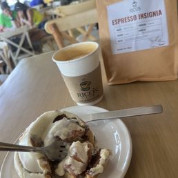 Cinnamon roll and coffee for home Cinnamon roll and coffee for home