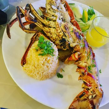 Blue Ballyhoo - Half whole lobster with rice laid on potatoes n mixed veggies n salad - Restaurants Near Me - Isla Mujeres, ROO Blue Ballyhoo - Half whole lobster with rice laid on potatoes n mixed veggies n salad - Restaurants Near Me - Isla Mujeres, ROO