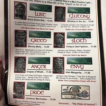 Erin's Snug Irish Pub - Custom drink menu - Irish Near Me - Madison, Wisconsin