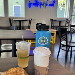 Sausage egg and cheddar biscuit, lilikoi colada energy drink, banana bread machiato (less sweet) ono! Sausage egg and cheddar biscuit, lilikoi colada energy drink, banana bread machiato (less sweet) ono!
