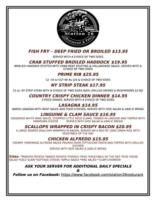 Menu photo 4 Station 26 Restaurant and Pub Cohocton, NY