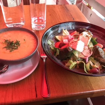 Miriam - Split pea soup of the day and Chopped Greek Salad - Wine Bars Near Me - Brooklyn, New York Miriam - Split pea soup of the day and Chopped Greek Salad - Wine Bars Near Me - Brooklyn, New York