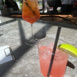 Aperol spritz and strawberry house marg