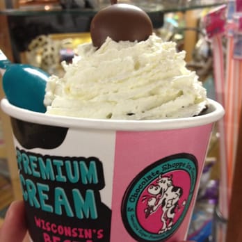 Riverside Chocolate Factory - Brownie sundae topped w a choc covered cherry. - Chocolatiers & Shops Near Me - McHenry, Illinois Riverside Chocolate Factory - Brownie sundae topped w a choc covered cherry. - Chocolatiers & Shops Near Me - McHenry, Illinois