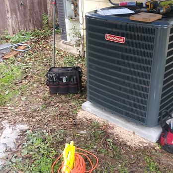 Beluga Air - The little nonefficient  compressor in the back and the new efficient unit in the fore ground - Heating & Air Conditioning/HVAC Near Me - San Antonio, Texas