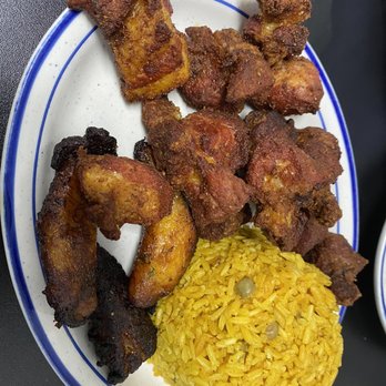 Joe's Caribe - Fried pork chunks with rice and plaintains (was suppose to be pernil but they were out) - Food Trucks Near Me - Pensacola, Florida Joe's Caribe - Fried pork chunks with rice and plaintains (was suppose to be pernil but they were out) - Food Trucks Near Me - Pensacola, Florida