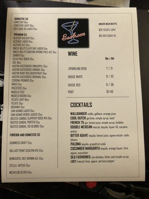 Menu photo 2 Backroom Bar At Tpc San Antonio, TX