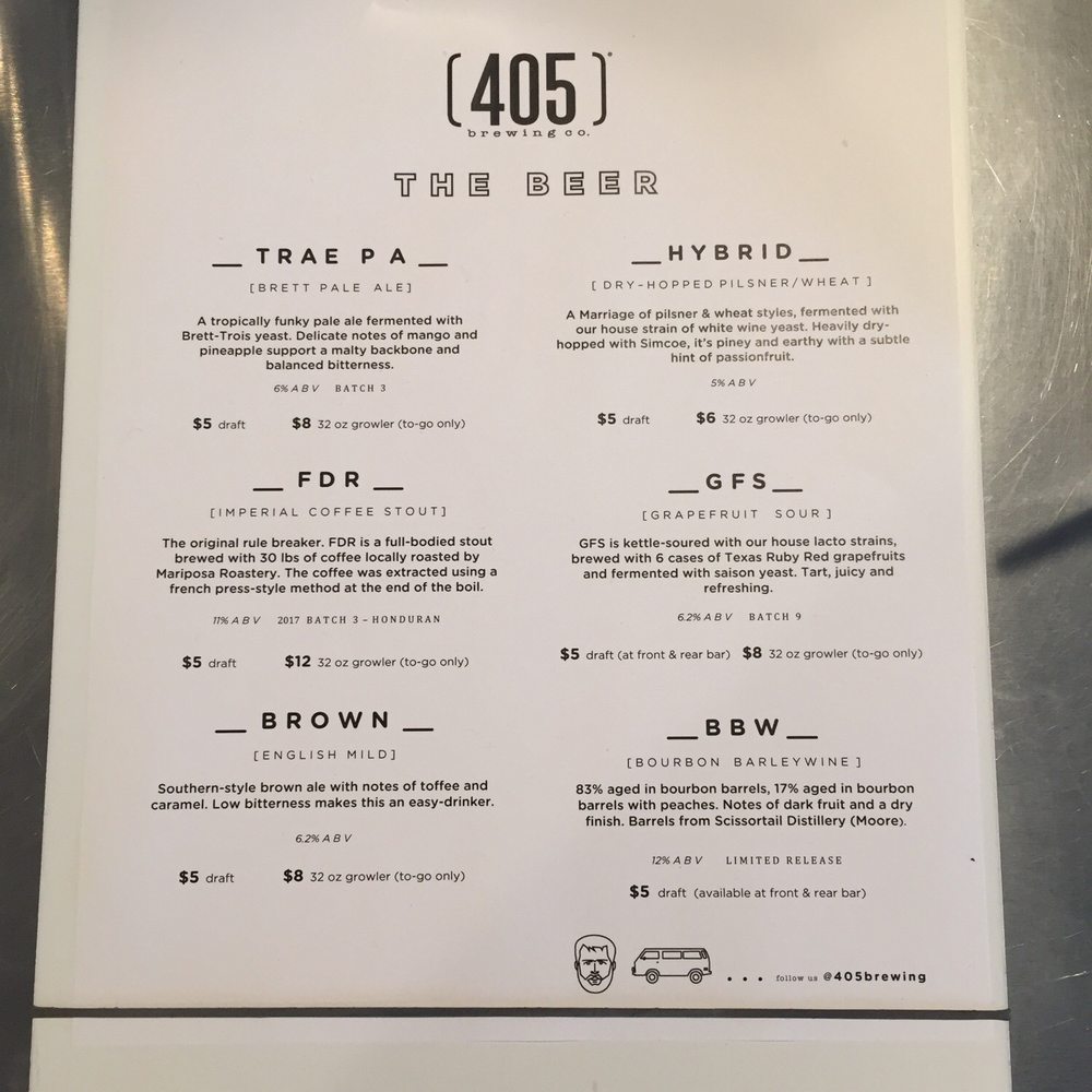 405 Brewing Co - Menu March 2017 - Breweries Near Me - Norman, Oklahoma 405 Brewing Co - Menu March 2017 - Breweries Near Me - Norman, Oklahoma