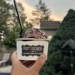 Point Creamery - Small sundae with s'mores and midnight crunch ice cream scoops