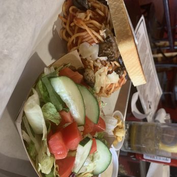 OMG! Burgers & Brew - Spaghetti burger with Side Salad - Burgers Near Me - Pendleton, Oregon OMG! Burgers & Brew - Spaghetti burger with Side Salad - Burgers Near Me - Pendleton, Oregon