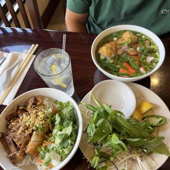 Pho Vinh - pork and spring roll dish with rice noodles & pho with chicken, shrimp, crab and dumplings - Vietnamese Near Me - Orlando, Florida
