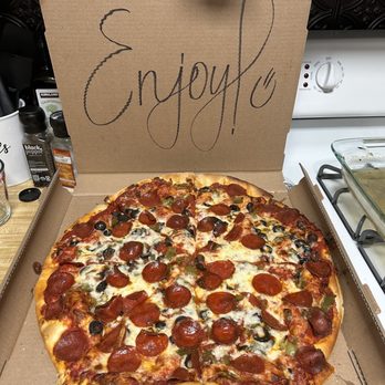 Tortorice's Pizzeria - Picasso Pizza with Pepperoni, Black Olive, & Green pepper - Pizza Near Me - Buffalo Grove, Illinois Tortorice's Pizzeria - Picasso Pizza with Pepperoni, Black Olive, & Green pepper - Pizza Near Me - Buffalo Grove, Illinois