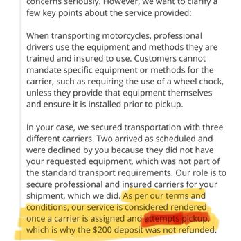 Monarch Transport Group - Clear lies that show they will go to any lengths to steal your money. - Vehicle Shipping Near Me - Naples, Florida