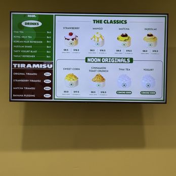 Noon Korean Bingsoo House - Menu (3/8/25) - Desserts Near Me - La Mirada, California