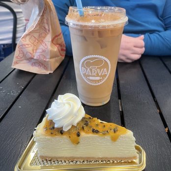Parva Bakeshop Cafe - Passionfruit Homemade Passion Fruit Cheesecake Slice - Coffee & Tea Near Me - Jackson Heights, New York
