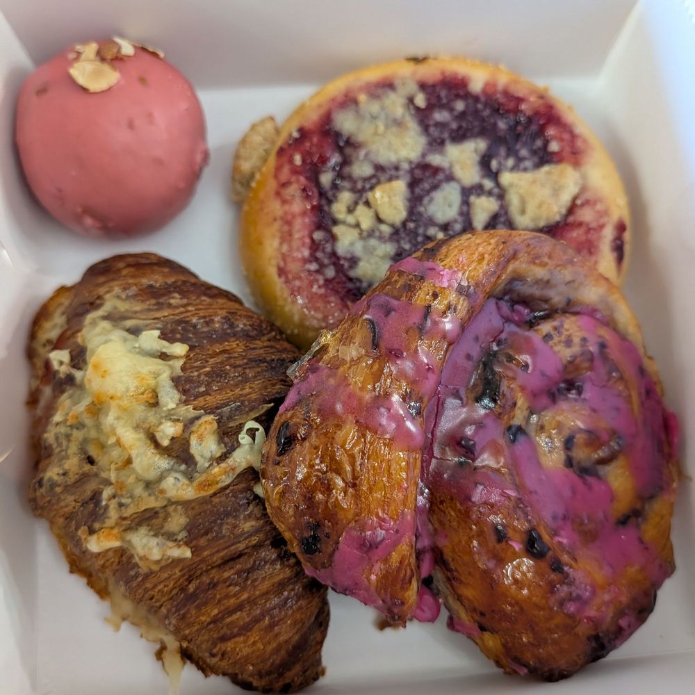 Blackhole Bakery - Ham & Gruyere Croissant, raspberry almond mochi Donut, blueberry crossaint, mixed berry danish - Bakeries Near Me - Kansas City, Missouri