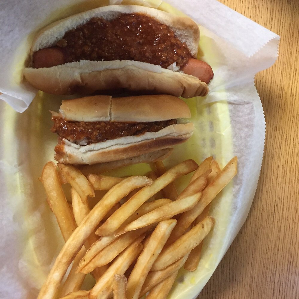 The Parkway - Two hotdogs with chili and onions and extra crispy French fries! - New American Near Me - Logan, West Virginia The Parkway - Two hotdogs with chili and onions and extra crispy French fries! - New American Near Me - Logan, West Virginia