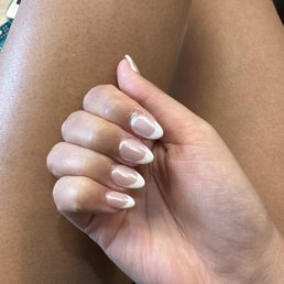 French tip with chrome- dip + gel French tip with chrome- dip + gel
