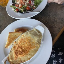 Fisherman's pie and prawn Cobb salad. Fisherman's pie and prawn Cobb salad.
