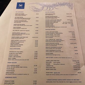 Angie's Seafood - menu - Seafood Near Me - Baltimore, Maryland