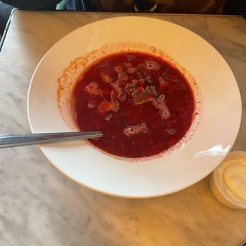 Kitchen at Cobble Hill - Borscht with meat was just what the doctor ordered - New American Near Me - Brooklyn, New York Kitchen at Cobble Hill - Borscht with meat was just what the doctor ordered - New American Near Me - Brooklyn, New York