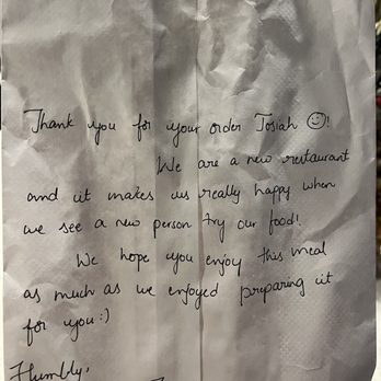 Buddha Burger - My son ordered for the first time through Door Dash and they sent him his order with the sweetest message! What a great gesture. - Burgers Near Me - Pflugerville, Texas