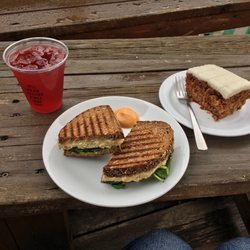 Bean Around the World Coffees - Ginger Tuna Salad Sandwich, Carrot Cake, Iced Tea
