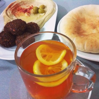 Beni's Falafel - The big homus with falafel + honey lemon and ginger tea - Falafel Near Me - Makati, NCR