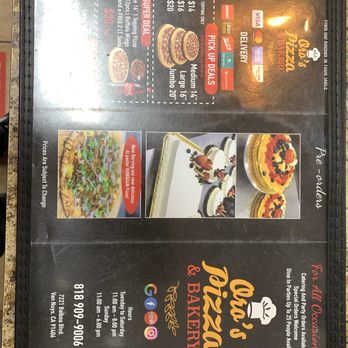 Oro's Pizza & Bakery - Front of menu - Bakeries Near Me - Van Nuys, California Oro's Pizza & Bakery - Front of menu - Bakeries Near Me - Van Nuys, California