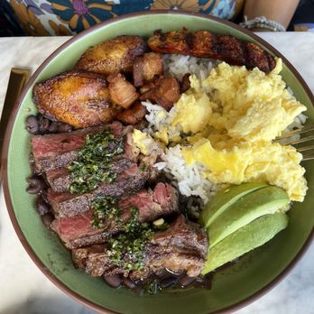 Chica Miami - Paisa Breakfast bowl. My friend loved it and devoured the chicharrón. - Latin American Near Me - Miami, Florida