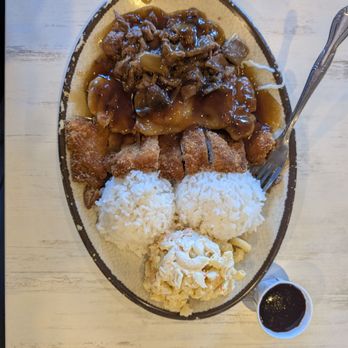 Aloha Kitchen - Aloha Plate. Chicken & Beef Teriyaki, Chicken Katsu. Side were rice and macaroni salad. - Hawaiian Near Me - Las Vegas, Nevada