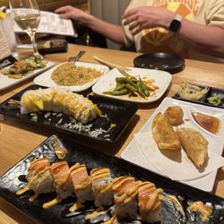 Mizuki Sush - Most amazing dinner! Food was delicious!!!! Dumpling, spicy edamame, vip roll, Hawaiian roll, fried rice chicken hibachi