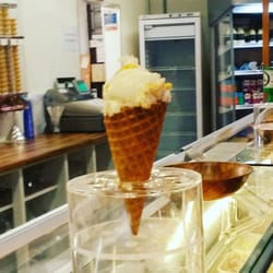 Brymor Ice Cream - Double waffle cone with mango and banana
