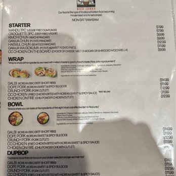 Rice Junky - Menu - Pubs Near Me - Santa Clara, California Rice Junky - Menu - Pubs Near Me - Santa Clara, California