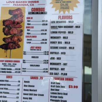 Love Baked Wings - Menu as of 8/5/26 - Chicken Wings Near Me - Pasadena, California Love Baked Wings - Menu as of 8/5/26 - Chicken Wings Near Me - Pasadena, California