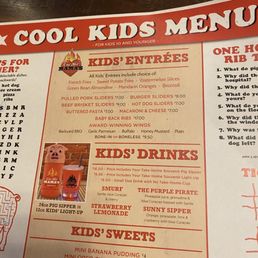 Kid's menu Kid's menu