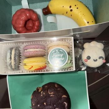 Fancy Flavors - Macarons, ube cookie, raspberry and banana - Macarons Near Me - San Jose, California