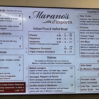Marano's D'asporto - menu board - Italian Near Me - Leeds, Alabama Marano's D'asporto - menu board - Italian Near Me - Leeds, Alabama