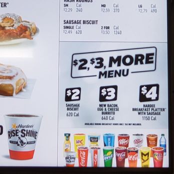 Hardee's - Notice the sausage biscuit is listed as 2 for $3.50. Then look at the receipt. - Burgers Near Me - Yemassee, South Carolina Hardee's - Notice the sausage biscuit is listed as 2 for $3.50. Then look at the receipt. - Burgers Near Me - Yemassee, South Carolina