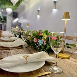 Violet Cactus Petite - Seasonal Special (includes placesettings, glassware, flatware, centerpieces, lamps and more!)
