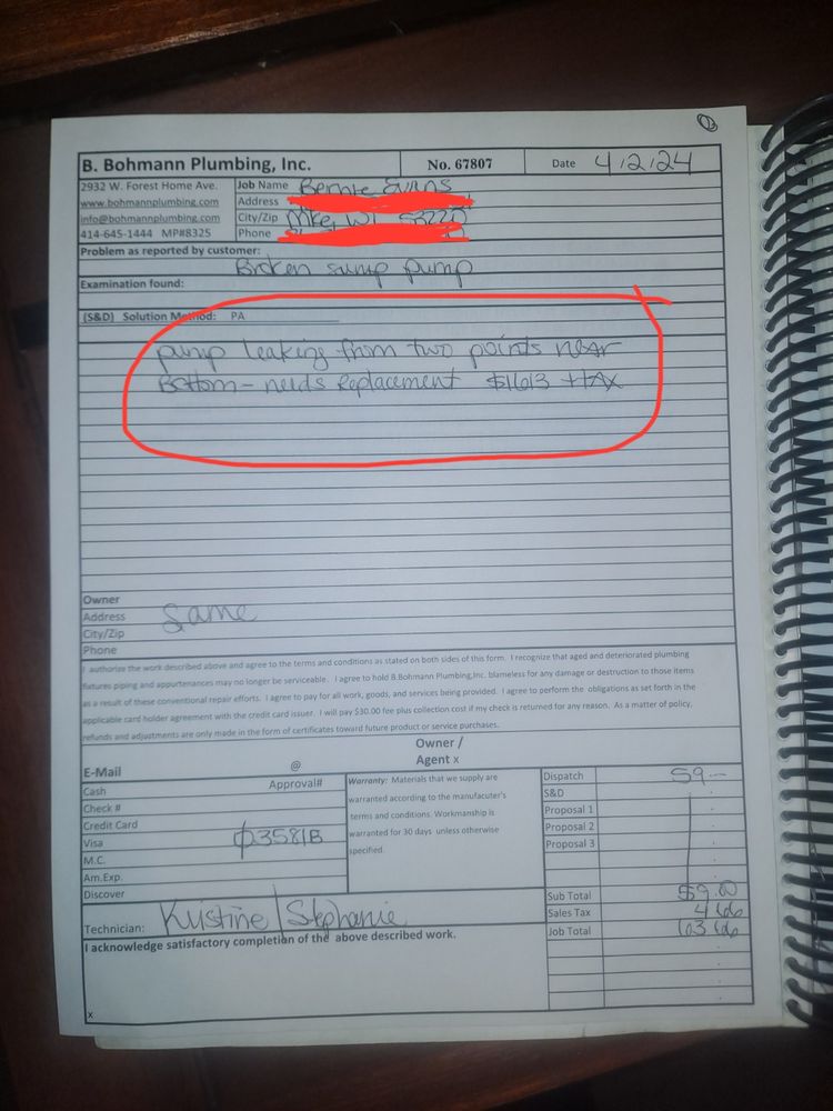 Slide of B Bohmann Plumbing