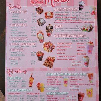 La Fresita - Menu Part 1/2 (as of 4/8/26) - Desserts Near Me - Clovis, California La Fresita - Menu Part 1/2 (as of 4/8/26) - Desserts Near Me - Clovis, California