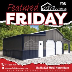 Custom Built Structures - #06 48x26x12 Metal Horse Barn
OPEN in 3D: https://bit.ly/3xLlwhK
More Info: https://bit.ly/3SwWkFi