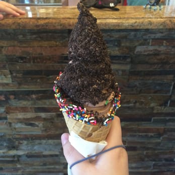 Frostie Moose - Chocolate ice cream, sprinkles waffle cone with Oreos= yummmm - Ice Cream & Frozen Yogurt Near Me - Woodbridge, Virginia