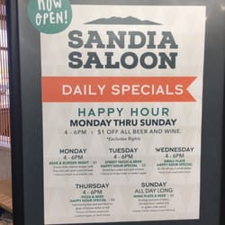 Sandia Saloon - Happy hour menu!