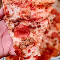 Frank's Pizza - Pepperoni and sausage slice