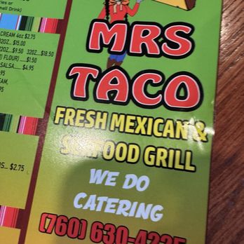 Mrs. Taco - Menu - Mexican Near Me - Vista, California Mrs. Taco - Menu - Mexican Near Me - Vista, California