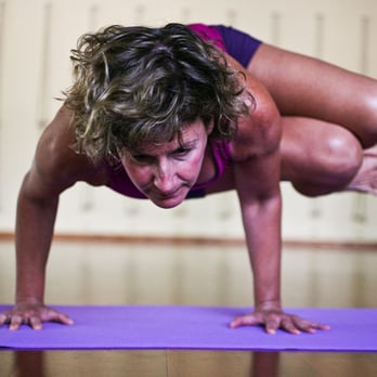 Prairie Yoga - Lori Gaspar in parsva bakasana - Yoga Near Me - Lisle, Illinois